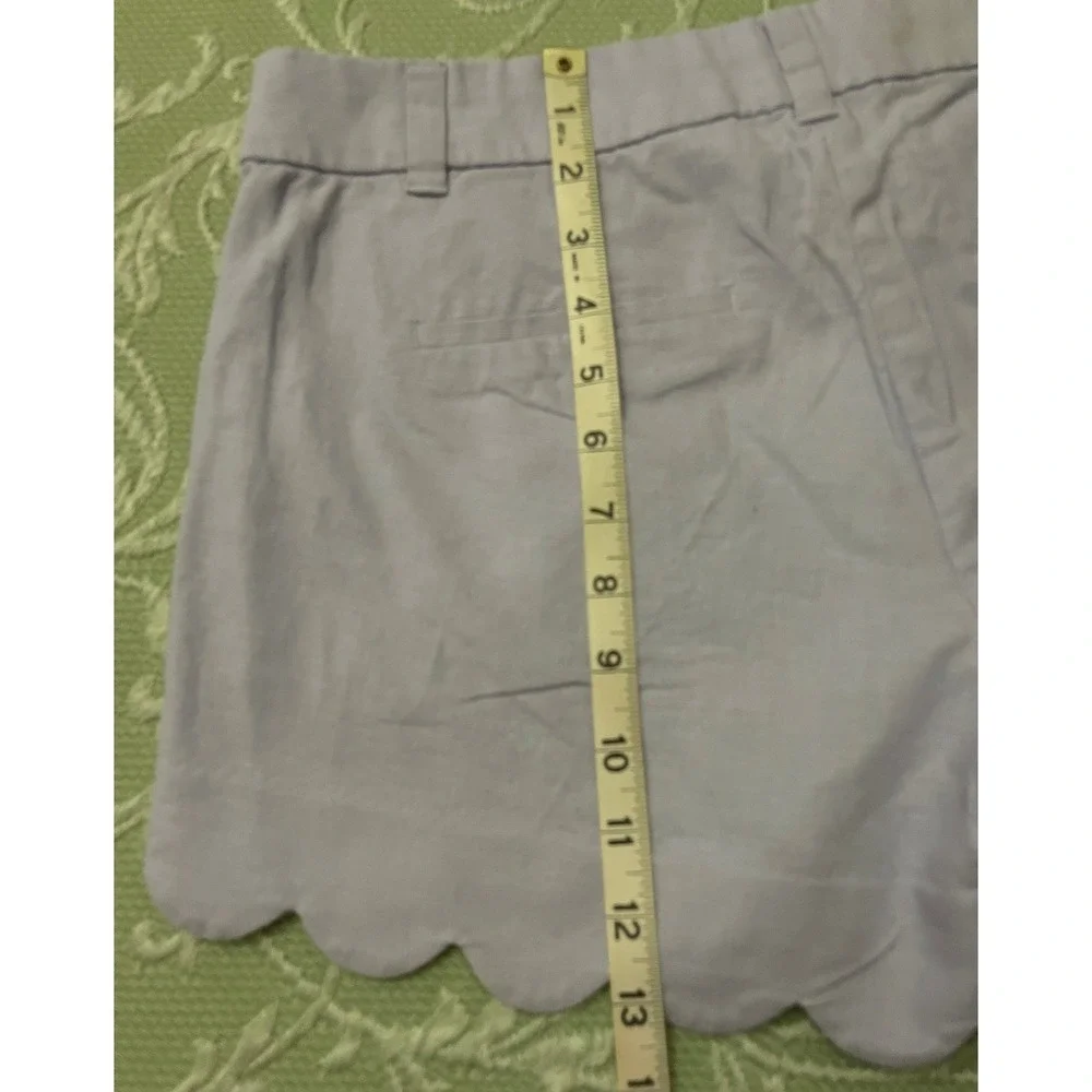 J.Crew Scalloped Hem Shorts Women's Size 4  Linen‎ Blend Pull On Casual Purple
